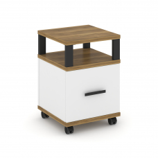 Concept Тумба мобильная 1 распаш. фасад с надставкой CN.TUM-008 B Сандал Янтарный/Белый Бриллиант/Ме