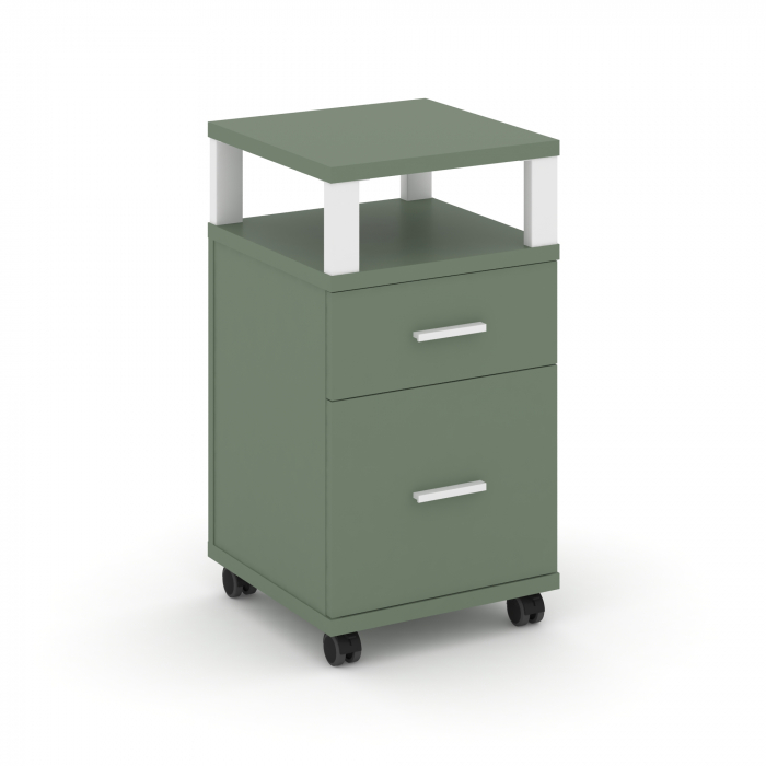 Concept Тумба мобильная 1 ящ.+1 распаш. фасад с надставкой CN.TUM-010 W Кобо/Металл Белый 420*420*78