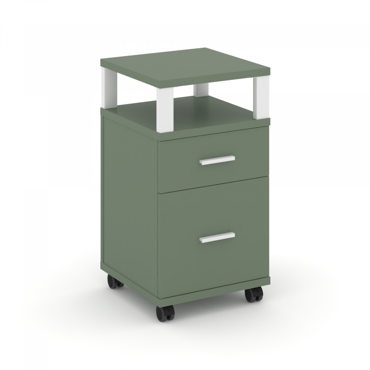 Concept Тумба мобильная 1 ящ.+1 распаш. фасад с надставкой CN.TUM-010 W Кобо/Металл Белый 420*420*78