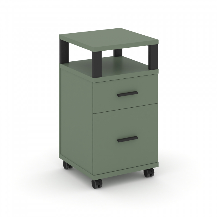 Concept Тумба мобильная 1 ящ.+1 распаш. фасад с надставкой CN.TUM-010 B Кобо/Металл Черный 420*420*7