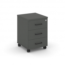 Style Project Тумба мобильная 3 ящ. Стандартные колеса SN.TM-002 Антрацит/Черный Ручки 416*460*611