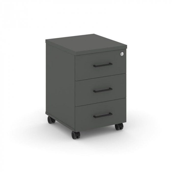 Style Project Тумба мобильная 3 ящ. Стандартные колеса SN.TM-002 Антрацит/Черный Ручки 416*460*611