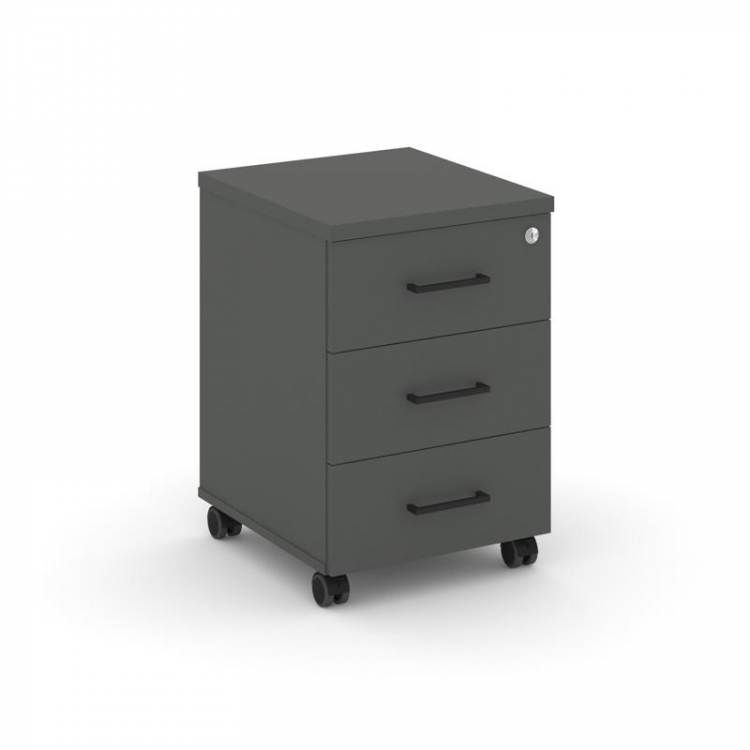 Style Project Тумба мобильная 3 ящ. Стандартные колеса SN.TM-002 Антрацит/Черный Ручки 416*460*611