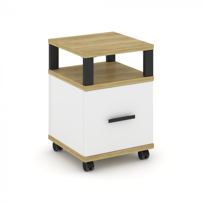 Концепт Тумба мобильная 1 распаш. фасад с надставкой CN.TUM-008 B Дуб Винченцо/Белый Бриллиант/Метал