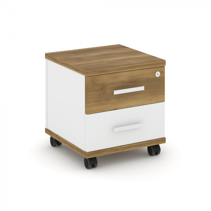 Concept Тумба мобильная 2 ящ. CN.TUM-001 W Сандал Янтарный/Белый Бриллиант/Металл Белый 420*420*448