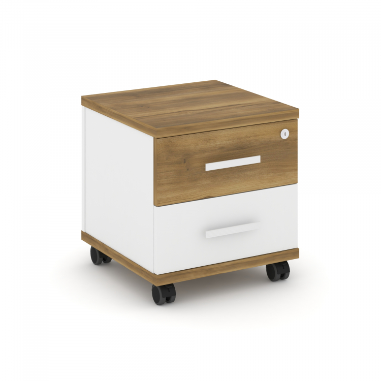 Concept Тумба мобильная 2 ящ. CN.TUM-001 W Сандал Янтарный/Белый Бриллиант/Металл Белый 420*420*448