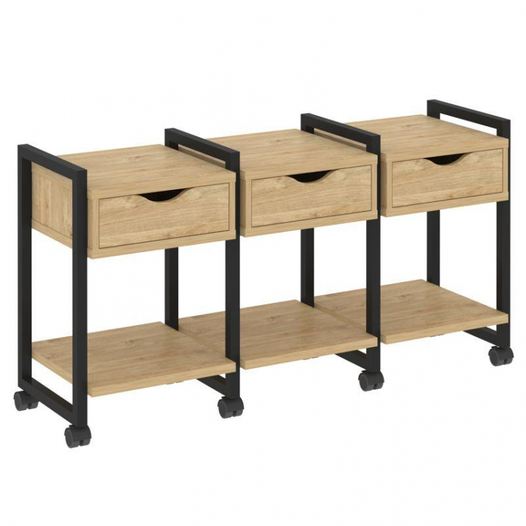 Loft Тумба на колесных опорах VR.L-TN-4.K Тиквуд Светлый/Металл Черный 1440*460*767