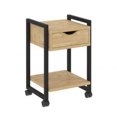 Loft Тумба на колесных опорах с ящ. и полкой VR.L-T1.K Тиквуд Светлый/Металл Черный 500*460*767