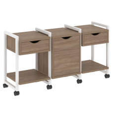 Loft Тумба на колесных опорах VR.L-TN-6.K Дуб Аризона/Металл Белый 1440*460*767