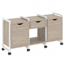 Loft Тумба на колесных опорах VR.L-TN-7.K Дуб Аттик/Металл Белый 1440*460*767