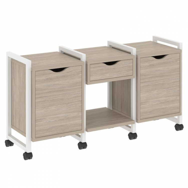 Loft Тумба на колесных опорах VR.L-TN-7.K Дуб Аттик/Металл Белый 1440*460*767