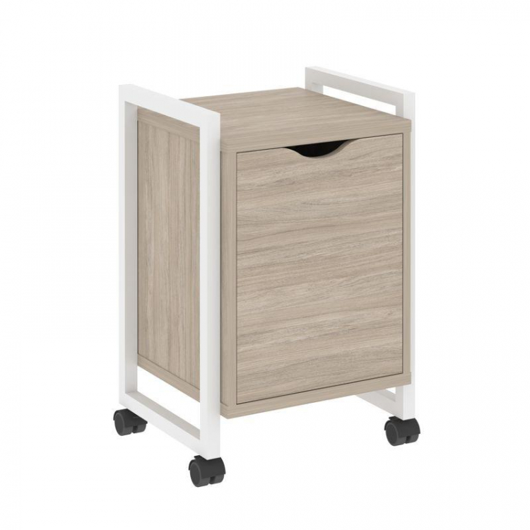 Loft Тумба на колесных опорах+фасад VR.L-T2.K Дуб Аттик/Металл Белый 500*460*767