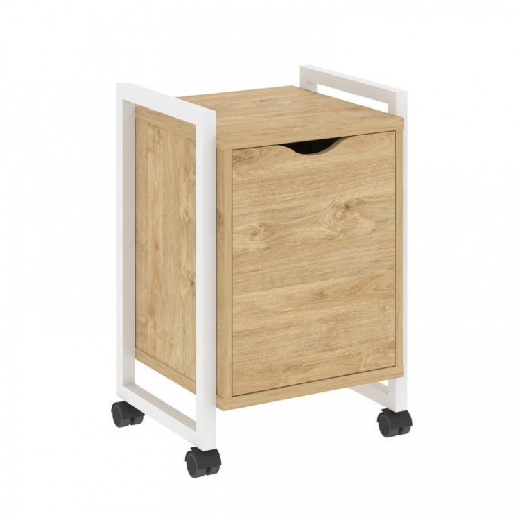 Loft Тумба на колесных опорах+фасад VR.L-T2.K Тиквуд Светлый/Металл Белый 500*460*767