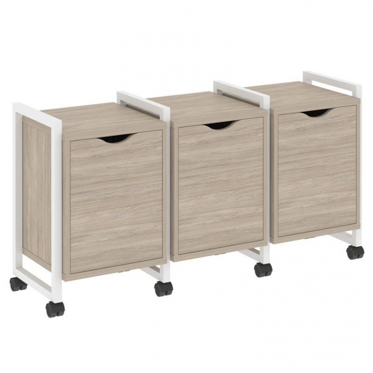 Loft Тумба на колесных опорах VR.L-TN-5.K Дуб Аттик/Металл Белый 1440*460*767