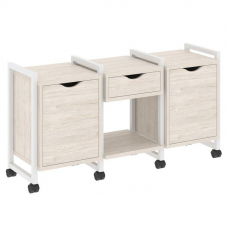 Loft Тумба на колесных опорах VR.L-TN-7.K Денвер Светлый/Металл Белый 1440*460*767