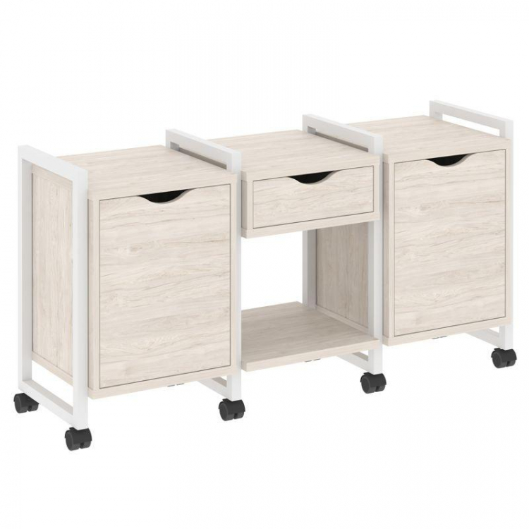 Loft Тумба на колесных опорах VR.L-TN-7.K Денвер Светлый/Металл Белый 1440*460*767