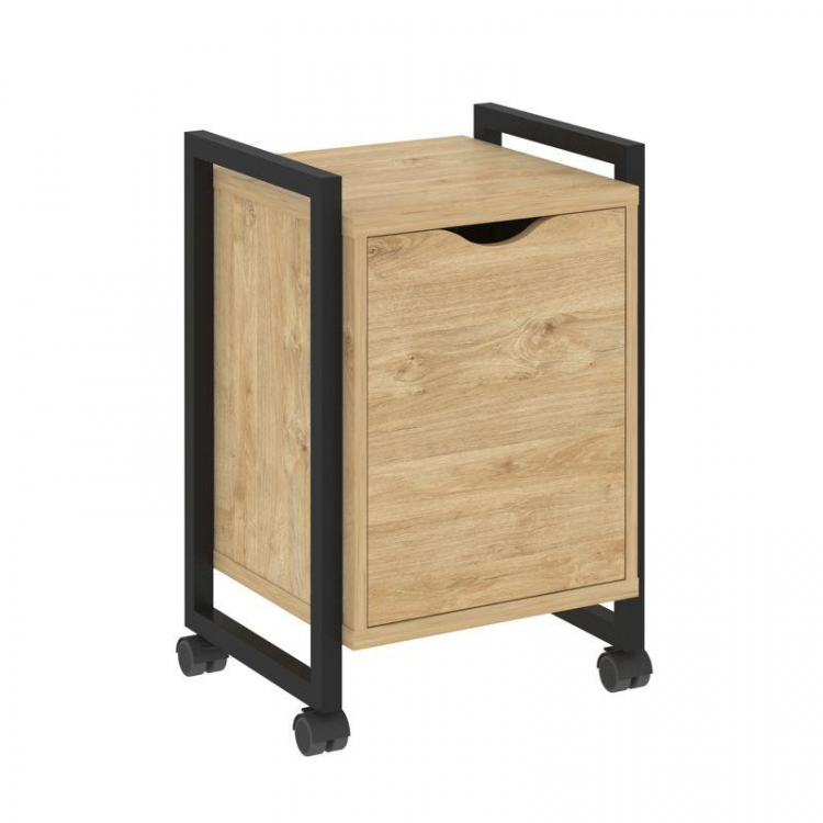 Loft Тумба на колесных опорах+фасад VR.L-T2.K Тиквуд Светлый/Металл Черный 500*460*767