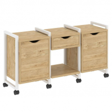 Loft Тумба на колесных опорах VR.L-TN-7.K Тиквуд Светлый/Металл Белый 1440*460*767