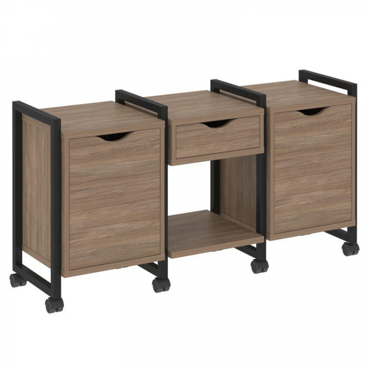 Loft Тумба на колесных опорах VR.L-TN-7.K Дуб Аризона/Металл Черный 1440*460*767