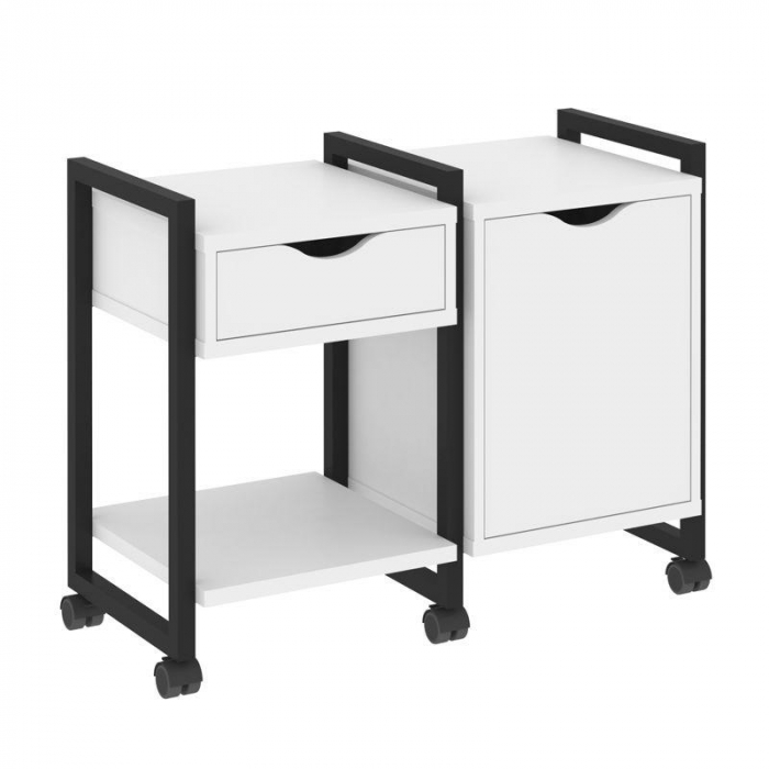 Loft Тумба на колесных опорах VR.L-TN-3.K Белый Бриллиант/Металл Черный 970*460*767