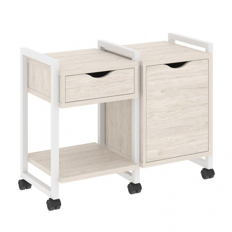 Loft Тумба на колесных опорах VR.L-TN-3.K Денвер Светлый/Металл Белый 970*460*767