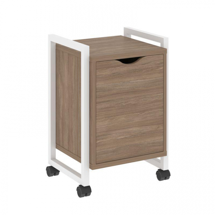 Loft Тумба на колесных опорах+фасад VR.L-T2.K Дуб Аризона/Металл Белый 500*460*767