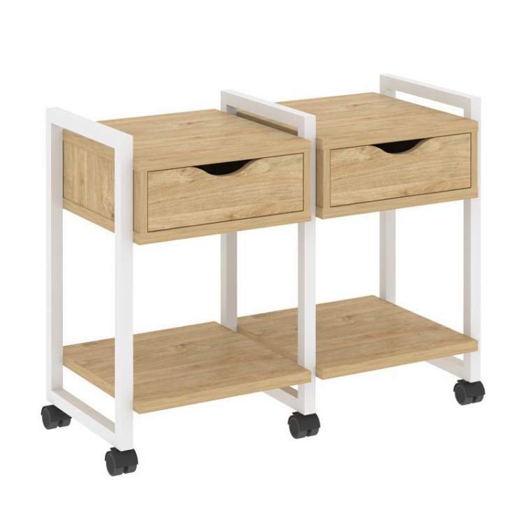 Loft Тумба на колесных опорах VR.L-TN-1.K Тиквуд Светлый/Металл Белый 970*460*767