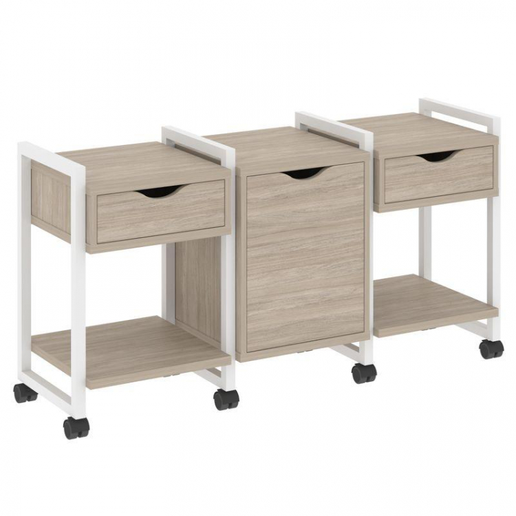 Loft Тумба на колесных опорах VR.L-TN-6.K Дуб Аттик/Металл Белый 1440*460*767