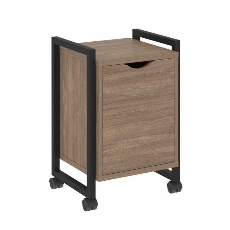 Loft Тумба на колесных опорах+фасад VR.L-T2.K Дуб Аризона/Металл Черный 500*460*767