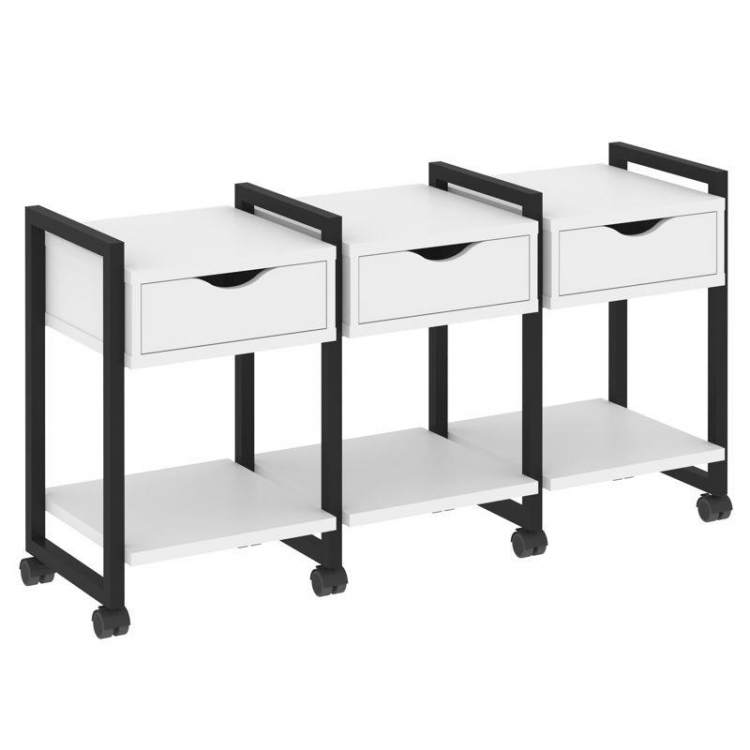 Loft Тумба на колесных опорах VR.L-TN-4.K Белый Бриллиант/Металл Черный 1440*460*767