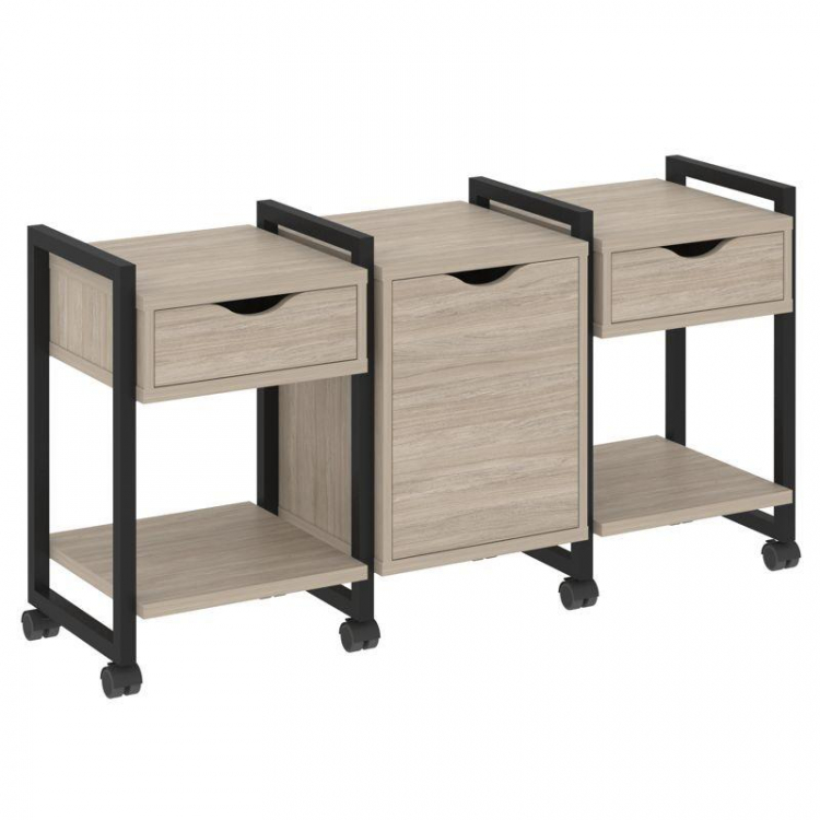 Loft Тумба на колесных опорах VR.L-TN-6.K Дуб Аттик/Металл Черный 1440*460*767