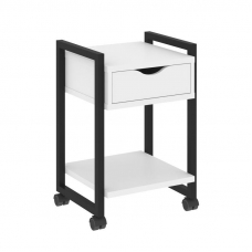 Loft Тумба на колесных опорах с ящ. и полкой VR.L-T1.K Белый Бриллиант/Металл Черный 500*460*767