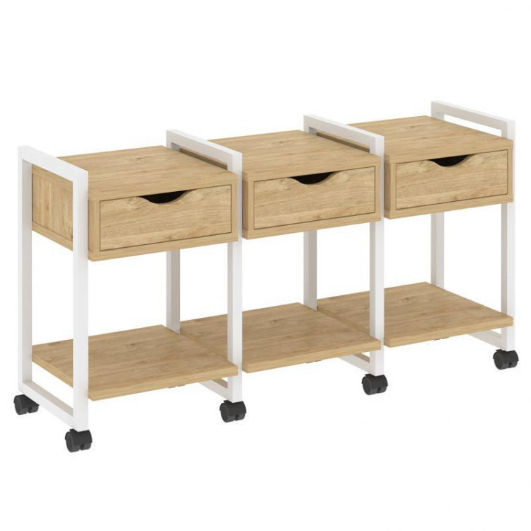 Loft Тумба на колесных опорах VR.L-TN-4.K Тиквуд Светлый/Металл Белый 1440*460*767