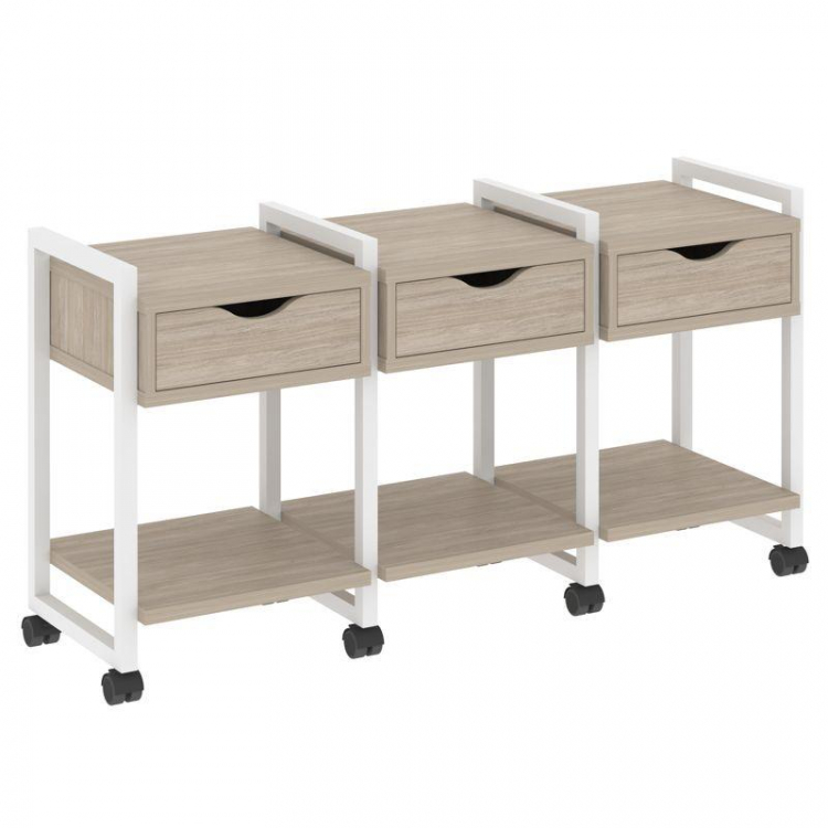 Loft Тумба на колесных опорах VR.L-TN-4.K Дуб Аттик/Металл Белый 1440*460*767