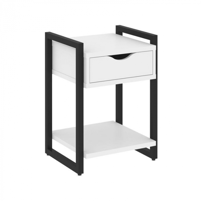 Loft Тумба на регулируемых опорах с ящ. и полкой VR.L-T1.O Белый Бриллиант/Металл Черный 500*460*719