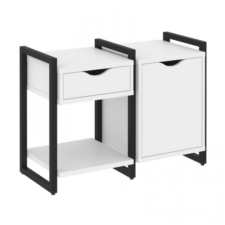 Loft Тумба на регулируемых опорах VR.L-TN-3.O Белый Бриллиант/Металл Черный 970*460*719