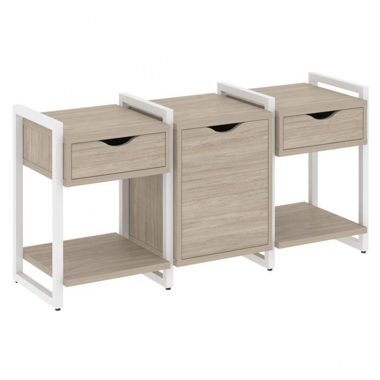 Loft Тумба на регулируемых опорах VR.L-TN-6.O Дуб Аттик/Металл Белый 1440*460*719