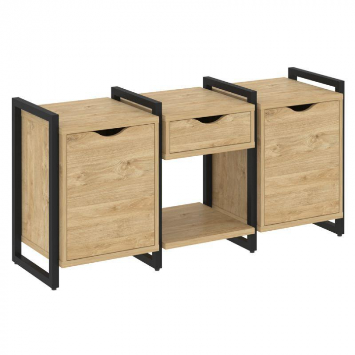 Loft Тумба на регулируемых опорах VR.L-TN-7.O Тиквуд Светлый/Металл Черный 1440*460*719