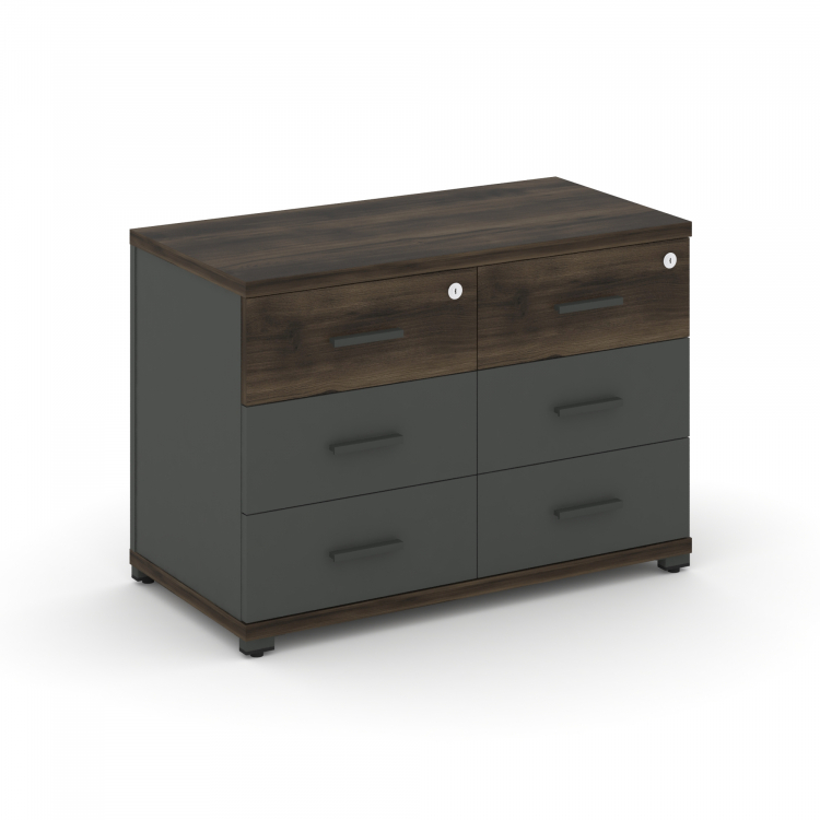 Concept Тумба приставная широкая 6 ящ. CN.TSP-007 A Дуб Мали/Антрацит/Металл Антрацит 836*420*583