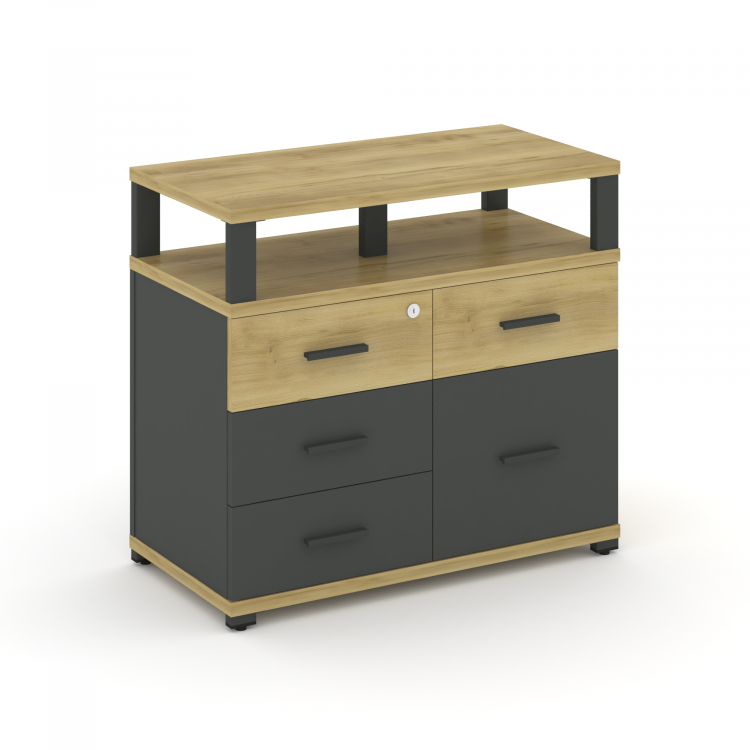 Concept Тумба приставная широкая 4 ящ.+1 распаш. фасад с надставкой широкой CN.TSP-012 A Дуб Винченц
