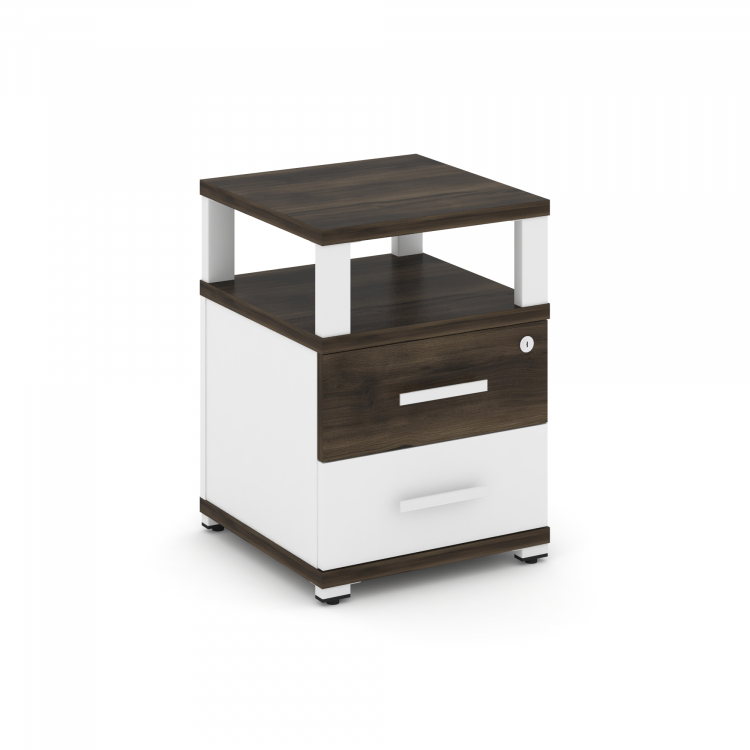 Concept Тумба приставная 2 ящ. с надставкой CN.TUP-002 W Дуб Мали/Белый Бриллиант/Металл Белый 420*4