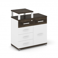 Concept Тумба приставная широкая 5 ящ.+1 распаш. фасад с надставкой узкой CN.TSP-017 W Дуб Мали/Белы