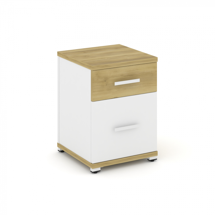 Concept Тумба опорная/приставная 1 ящ.+1 распаш. фасад CN.TUO-004 W Дуб Винченцо/Белый Бриллиант/Мет