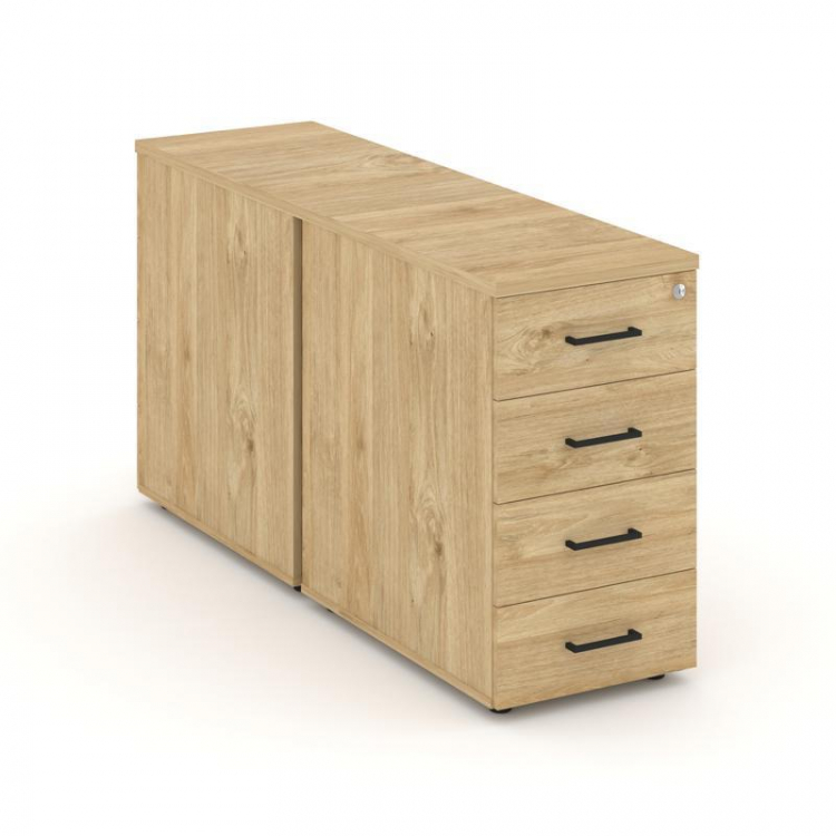 Style Project Тумба опорная/приставная SN.TOP-011 Тиквуд Светлый/Черный Ручки 416*1232*750