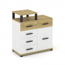 Concept Тумба приставная широкая 5 ящ.+1 распаш. фасад с надставкой узкой CN.TSP-017 B Дуб Винченцо/