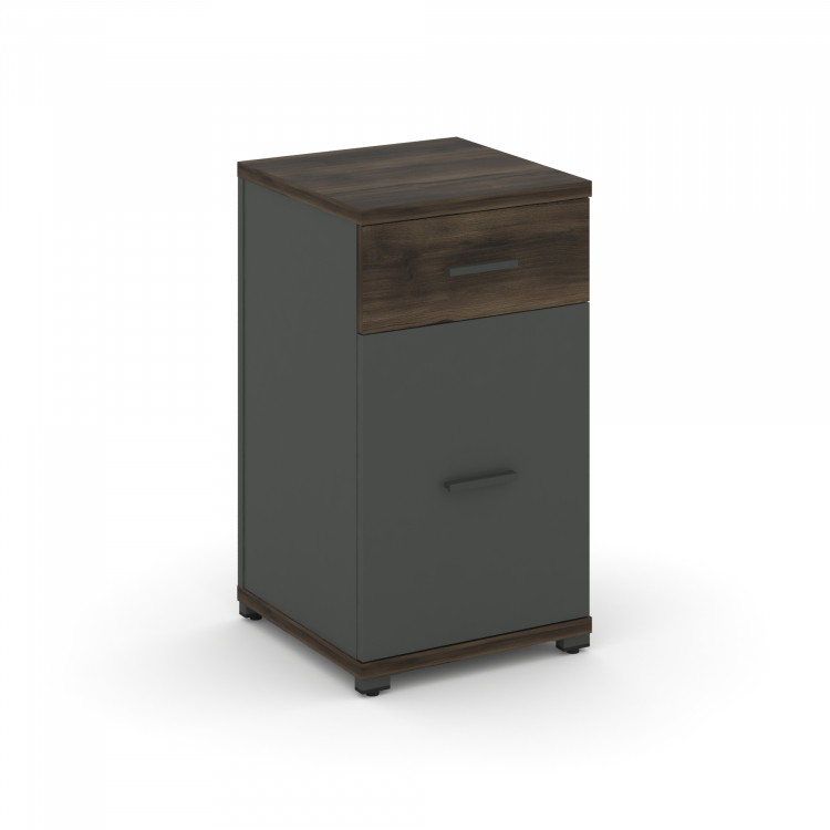 Concept Тумба опорная/приставная 1 ящ.+1 распаш. фасад CN.TUO-005 A Дуб Мали/Антрацит/Металл Антраци