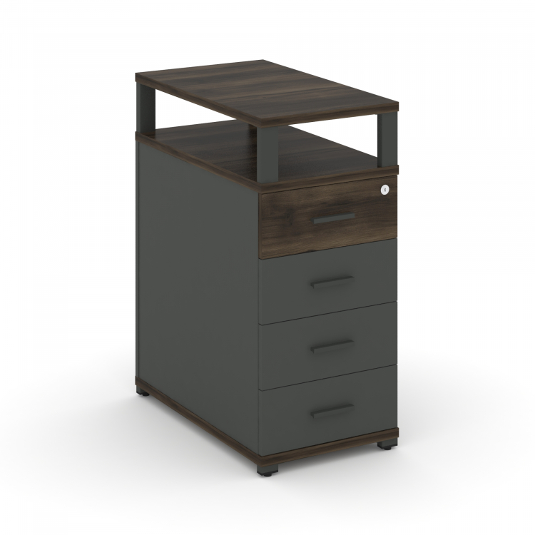 Concept Тумба опорная/приставная 4 ящ. с надставкой CN.TGO-003 A Дуб Мали/Антрацит/Металл Антрацит 4