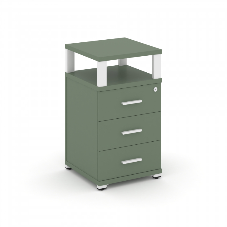 Concept Тумба приставная 3 ящ. с надставкой CN.TUP-003 W Кобо/Металл Белый 420*420*750