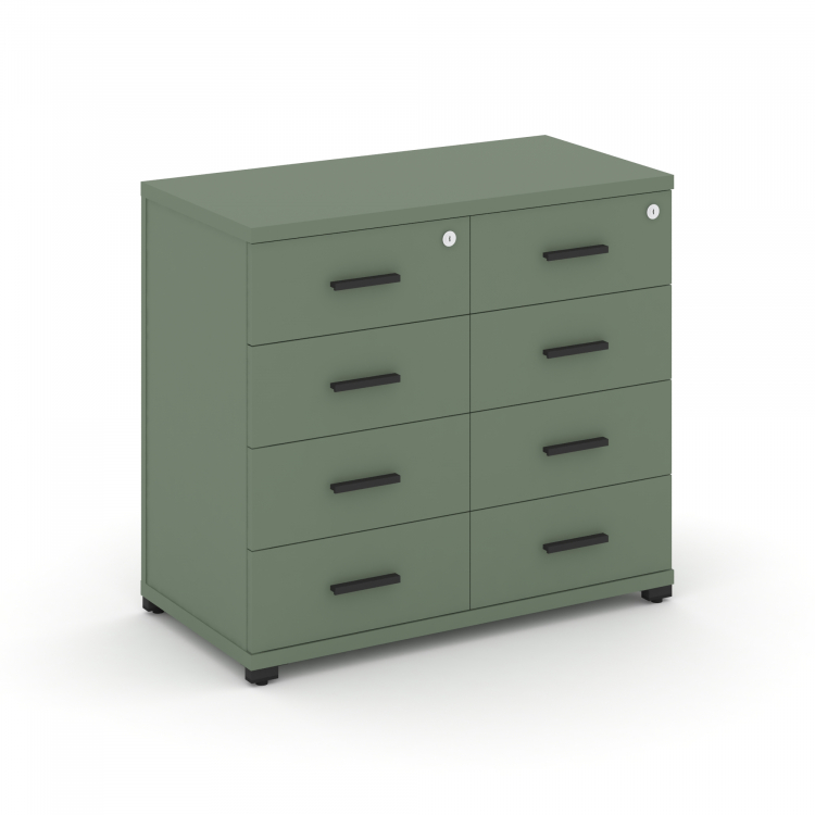 Concept Тумба приставная широкая 8 ящ. CN.TSP-013 B Кобо/Металл Черный 836*420*750