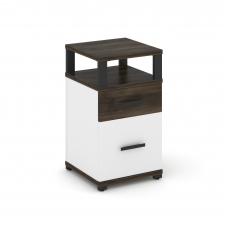 Concept Тумба приставная 1 ящ.+1 распаш. фасад с надставкой CN.TUP-006 B Дуб Мали/Белый Бриллиант/Ме